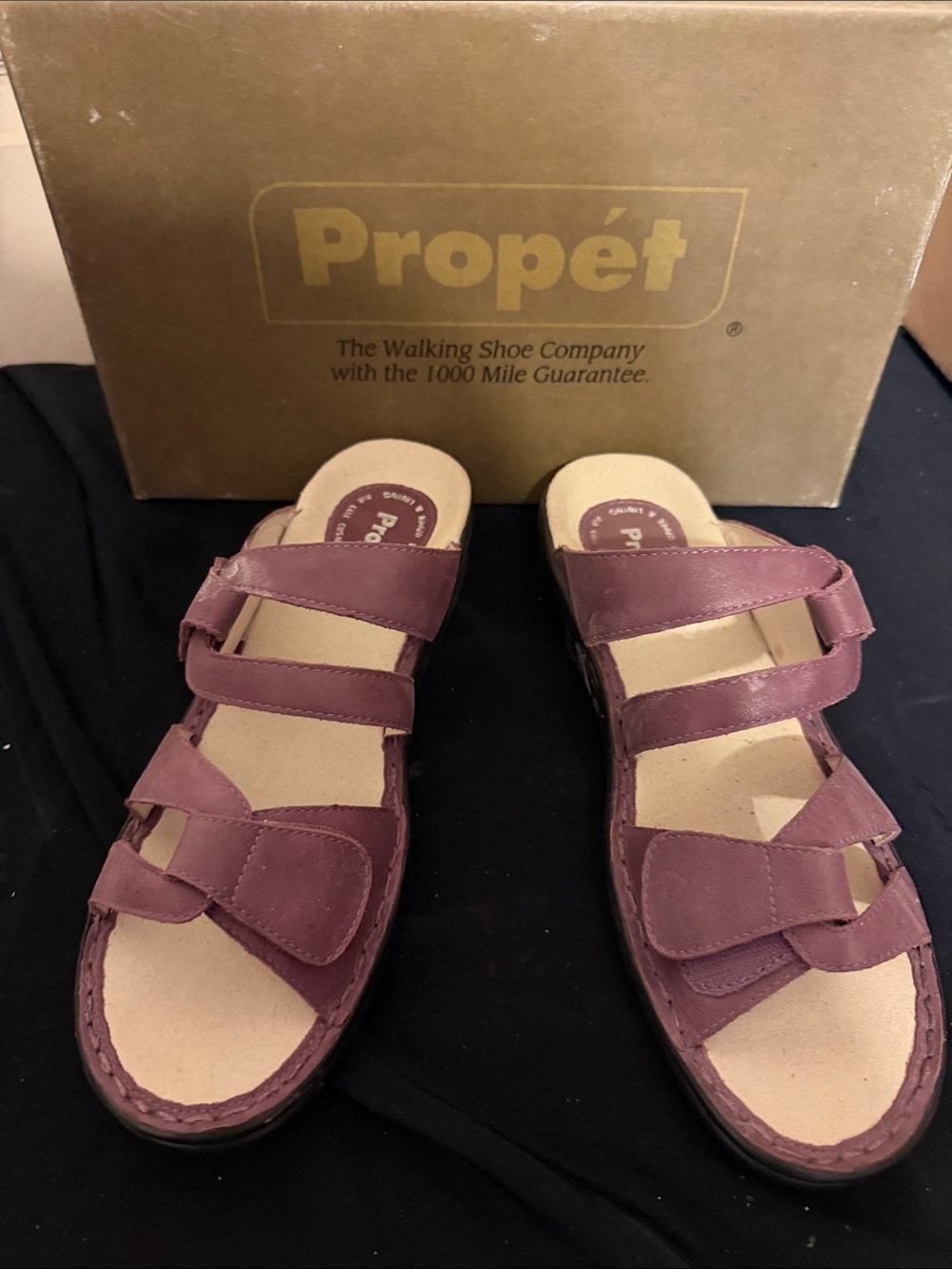 Propet Women's Burgundy Triple-Strap Leather Sandals